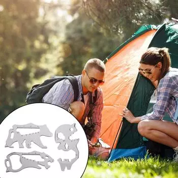 3 шт. Многофункциональный инструмент открывалка для бутылок ручной инструмент маленькая карточка брелок для кемпинга и походов серебряный