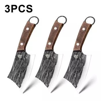 3 шт. Многофункциональный кованый кухонный нож из нержавеющей стали, нож для разделки мяса, мясницкий нож для нарезки овощей, кухонный нож