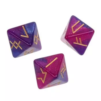 3 шт. многогранные рунические игральные кости, акриловые 8-гранные астрологические игральные кости, настольные игровые кости с острыми краями и красивыми включениями