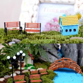 3 шт. Модель парковой скамейки Мини-украшение для сада Миниатюрная парковая скамейка Ремесло DIY Фигурки Модель ландшафтной скамейки Садовый декор Ремесла 1pcs