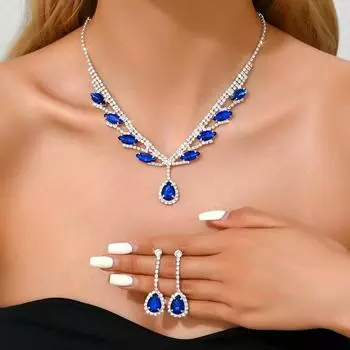 3 шт. модная медная цепочка с коготьями в виде капель воды, ожерелье, серьги, браслет, свадебный комплект ювелирных изделий, свадебный банкет, вечеринка, праздничный подарок