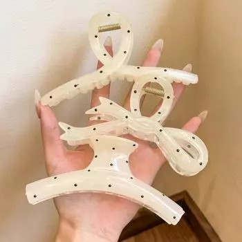 3 шт. модная заколка-краб для волос в горошек, женская заколка-пучок на затылок, большая заколка-акула, темпераментная заколка-головной убор Size fits all