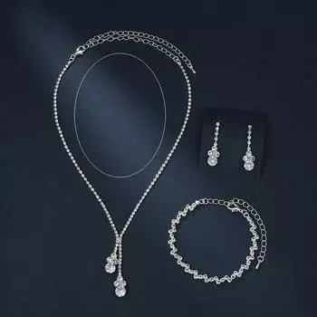 3 шт. Модный женский комплект украшений с цирконием серьги ожерелья браслеты свадебное украшение