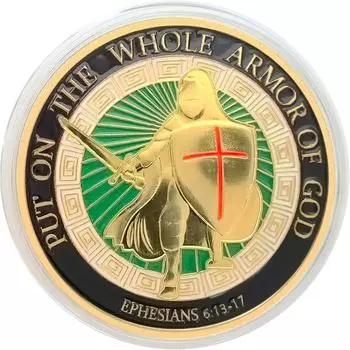 3 шт. Монета «Доспехи Бога», монета вызова, круглые памятные монеты, сувенирная молитва, металлическая христианская монета для военной церкви style A 3PCS