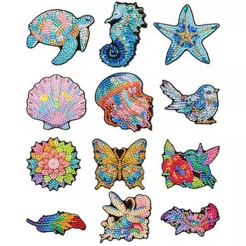 3 шт. морская жизнь животное цветок перо ручная работа алмазная заколка искусство сделай сам полная дрель алмазная прическа головной убор подарок для девочек FJ036