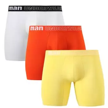 3 шт., мужское нижнее белье большого размера, боксеры, сексуальные трусы, модные трусики, длинные трусы из бамбукового волокна, антибактериальные трусы M чёрный