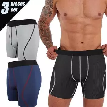 3 шт. мужское нижнее белье дышащие боксеры с принтом быстросохнущие трусы с высокой эластичностью мягкие короткие разноцветные шорты M разноцветный