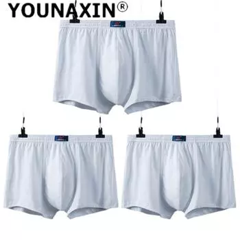 3 шт. мужского нижнего белья большого размера, трусы-боксеры, хлопковые трусы, нижнее белье для мальчиков, однотонные трусы L XL 2XL 3XL L белый