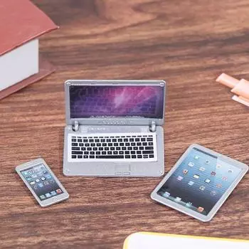 3 шт./набор 1/6 масштаб кукольный домик миниатюрный мобильный телефон планшет компьютер для кукол