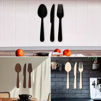 3 шт./набор деревянных столовых приборов настенное украшение для дома кухня фон настенное искусство 3D резак вилка M