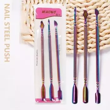 3 шт./набор двухсторонних пилок для ногтей из нержавеющей стали с эргономичной ручкой для маникюра C