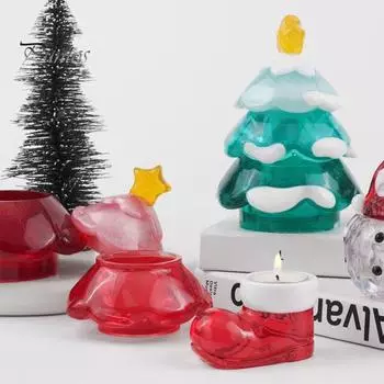 3 шт./набор форм для рождественской елки, ручная работа, литье из эпоксидной смолы, силиконовая форма, сделай сам, поделки, подсвечник для рождественской елки, форма для изготовления украшений Sets
