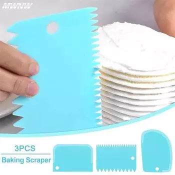 3 шт./набор из 3 предметов: синий, красный, инструмент для украшения, скребок для резки теста, пластиковый скребок для теста, утолщенный, трехкомпонентный скребок для крема 3PCS