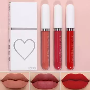 3 шт./набор матовых жидких помад, 12 цветов, водостойкий блеск для губ, косметика для губ, глазурь для макияжа