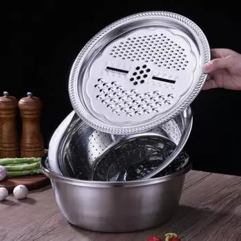 3 шт./набор многофункциональных кухонных терок для сыра с раковиной из нержавеющей стали для слива овощей фруктов салата кухонных принадлежностей