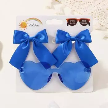 3 шт./набор Мультяшные персиковые солнцезащитные очки с ленточными бантами Заколки для волос для детей девочек Летние пляжные аксессуары для волос Милые заколки для волос Очки