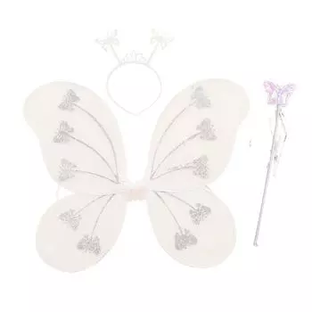 3 шт./набор Наряжать детей Ободок с бабочками Крылья Костюм Блестящая бабочка Сделай сам Крыло феи Девочки розовый