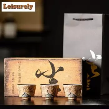 3 шт./набор ретро старинная глиняная чашка ручной работы Thousand Buddhas Master Cup грубая керамика набор чашек персональная чайная пара кунг-фу чайный сервиз