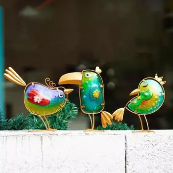 3 шт./набор садовых стеклянных птиц, декоративных погодоустойчивых изделий для внутреннего и наружного дворового искусства, металлическая проволока