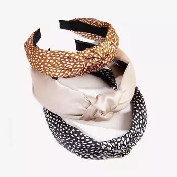 3 шт./Набор Шикарная атласная повязка на голову с леопардовым принтом и узлом для женщин и девочек, повседневный аксессуар для волос для шопинга