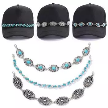 3 шт./набор шикарных аксессуаров для бейсбольной кепки с цепочкой из искусственного жемчуга бирюзового цвета для модных вечеринок