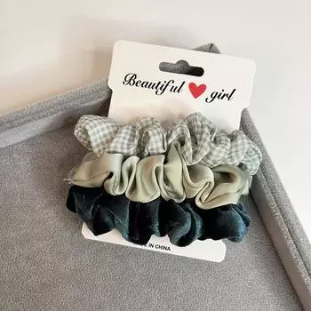 3 шт./набор Вельветовые вязаные маленькие резинки для волос Эластичные резинки для волос Женские Девичьи Сатиновые резинки для хвостика Резиновые резинки для волос Веревка Аксессуары для волос