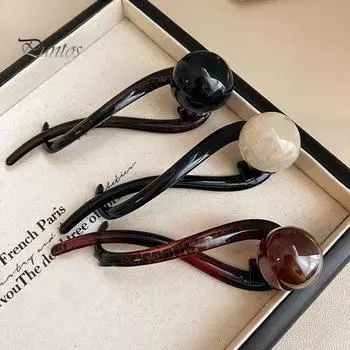 3 шт. Набор заколок-бананов, бисер, декор, заколки для волос во французском стиле, женские, нескользящие, скрученные, с пряжкой, заколки для волос, аксессуары для волос разноцветный