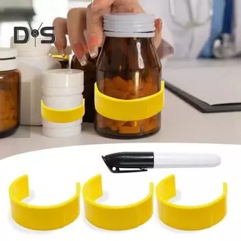 3 шт./набор зажимов для этикеток на флаконы с таблетками с маркером, простая идентификация, зажим для этикеток на контейнеры с таблетками, пластиковый держатель для этикеток на флаконы с таблетками объемом 10-60 драхм B 3pcs