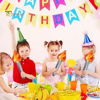 3 шт. надувной фонарь, герметичный, серебристая ручка, красное пламя, фонарь из ПВХ, детский фонарь для выступлений на сцене, спортивных мероприятий, реквизит для украшения 40cm