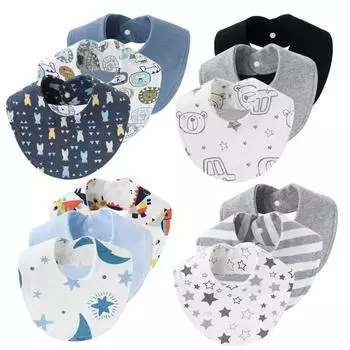 3 шт. нагрудники для новорожденных, милые детские нагрудники с принтом, полотенце для слюны, хлопковые нагрудники для младенцев, салфетки для отрыжки для девочек и мальчиков, аксессуары для кормления A