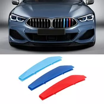 3 шт., накладка на переднюю решетку автомобиля, полоса на бампер, 3D M, Стайлинг, наклейки для BMW 8 серии G15, автоаксессуары G15 (2019)