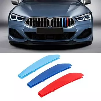 3 шт., накладка на переднюю решетку автомобиля, полоса на бампер, 3D M, Стайлинг, наклейки для BMW 8 серии G15, автоаксессуары, декор G15 (2019)