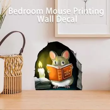 3 шт. Наклейка на стену самоклеящаяся съемная водонепроницаемая мультяшная декоративная ПВХ мышь для чтения книги настенная наклейка для домашнего декора Mouse