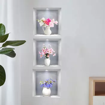 3 шт. Наклейка на стену, самоклеящаяся, самоклеящаяся, сделай сам, цветочный дизайн для спальни