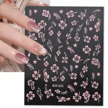 3 шт. наклейки для дизайна ногтей цветок гибискуса самоклеящиеся лепестки дизайн ногтей наклейки для украшения маникюра белый