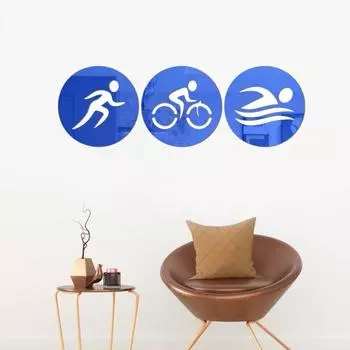 3 шт. наклейки на стену, акриловое зеркало для триатлона, креативный декор для спальни, самоклеящиеся декоративные наклейки на стены красный