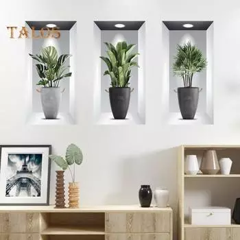 3 шт. наклейки на стену на окно, привлекательные украшения, съемные, полезные, поддельные наклейки на стену на окно, декоративная наклейка на стену для гостиной зелёный