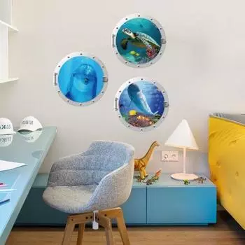 3 шт. наклейки на стену, прозрачные самоклеящиеся наклейки с принтом морских животных, водонепроницаемые, отличная липкость, противоскользящие, для спальни, спальни, украшения стены, наклейка для ванны B