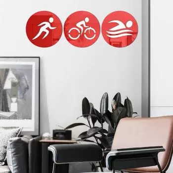 3 шт. настенные наклейки для триатлона, акриловое зеркало, креативный декор для спальни, самоклеящиеся декоративные стены чёрный