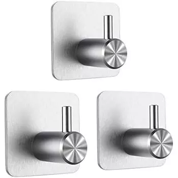 3 шт., настенные наклейки, крючки, подвесные крючки из нержавеющей стали 304, кронштейн для полотенец без крючка для дрели, крючки для кухни и ванной комнаты, серебро 4x4x2cm