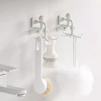 3 шт. настенных крючков для хранения, вращающихся на 360 градусов, прочный, выдерживающий нагрузку, вертикальный, подвесной, многофункциональный кухонный органайзер для крючков белый