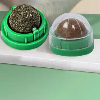 3 шт., настенный шарик с кошачьей мятой, самоклеящийся шарик для облизывания котят, здоровые жевательные игрушки для котят, чистка зубов, игрушка с кошачьей мятой, товары для животных зелёный