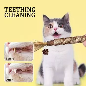 3 шт. Натуральная жевательная палочка для кошек Silvervine из рафии для здоровой игры кошек One Size