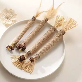 3 шт. Натуральная жевательная палочка для кошек Silvervine из рафии для здоровой игры кошек One Size