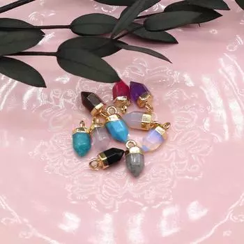 3 шт. небольшой кулон из натурального камня агаты/анетист граненый кулон для изготовления ювелирных изделий DIY ожерелье серьги браслет аксессуар 5x12mm