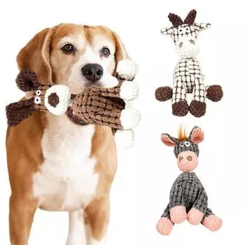 3 шт. неразрушаемые игрушки для жевания собак, мягкая игрушка для собак в виде осла для агрессивных жевателей, интерактивный пищащий плюшевый осел для маленьких и средних собак