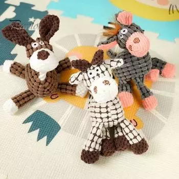 3 шт. неразрушаемые игрушки для жевания собак, мягкая игрушка для собак в виде осла для агрессивных жевателей, интерактивный пищащий плюшевый осел для маленьких и средних собак кофейный