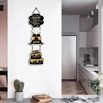 3 шт., новогодняя вечеринка 2024, дверная табличка с подвесной веревкой, создающая праздничную атмосферу, дверная табличка с тонким мастерством B