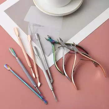 3 шт., ножницы для кутикулы ногтей, Радужный пинцет из нержавеющей стали, машинка для стрижки омертвевшей кожи, ножницы, плоскогубцы, инструмент-толкатель