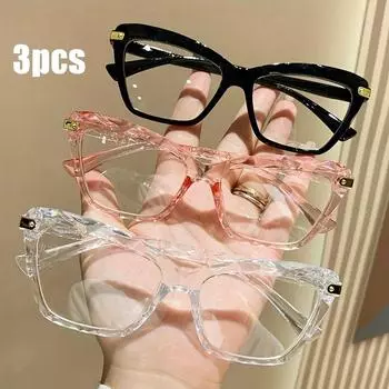3 шт., очки «кошачий глаз», женские очки в оправе, модные винтажные очки с анти-синим светом, прозрачные мужские очки